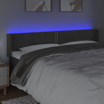 Testiera a LED Grigio Scuro 163x16x78/88 cm in Velluto