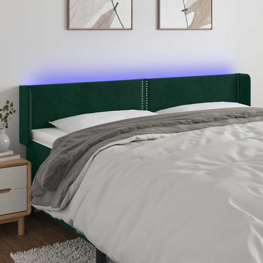 Testiera a LED Verde Scuro 183x16x78/88 cm in Velluto