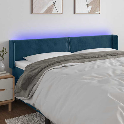 Testiera a LED Blu Scuro 183x16x78/88 cm in Velluto