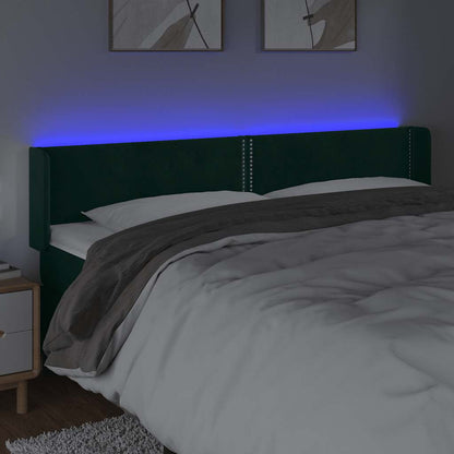 Testiera a LED Verde Scuro 203x16x78/88 cm in Velluto