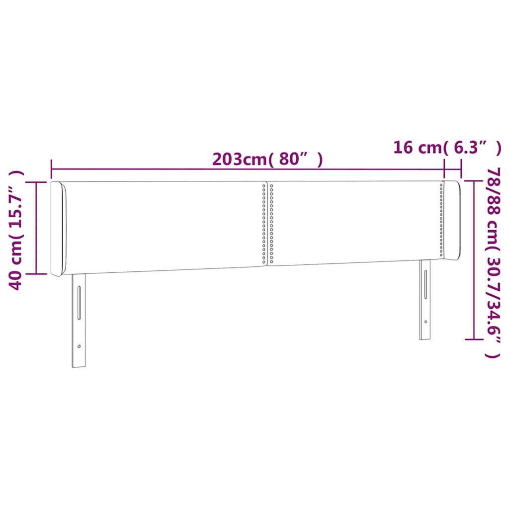 Testiera a LED Verde Scuro 203x16x78/88 cm in Velluto | homemem39