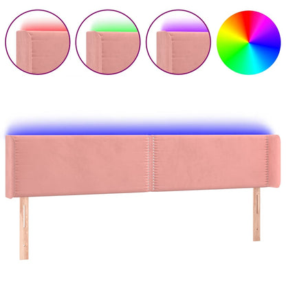 Testiera a LED Rosa 203x16x78/88 cm in Velluto