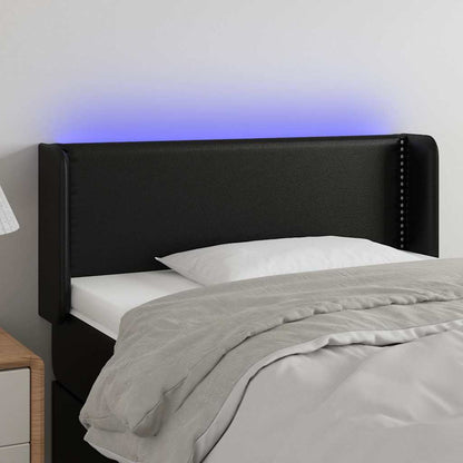 Testiera a LED Nera 103x16x78/88 cm in Similpelle