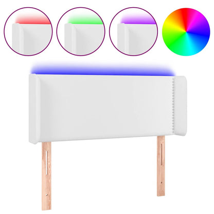 Testiera a LED Bianca 103x16x78/88 cm in Similpelle