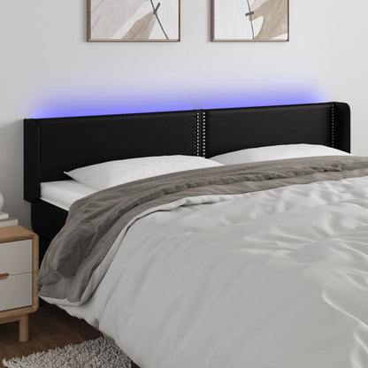 Testiera a LED Nera 183x16x78/88 cm in Similpelle