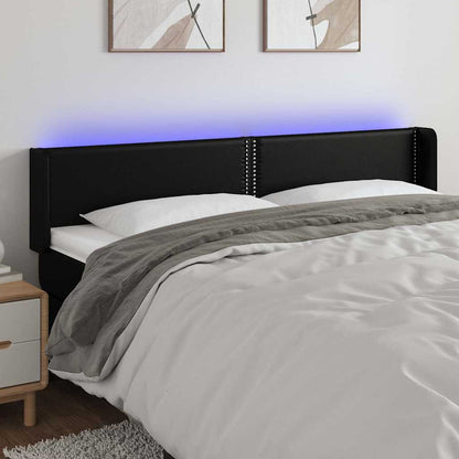 Testiera a LED Nera 183x16x78/88 cm in Similpelle