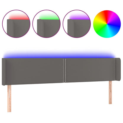 Testiera a LED Grigia 183x16x78/88 cm in Similpelle