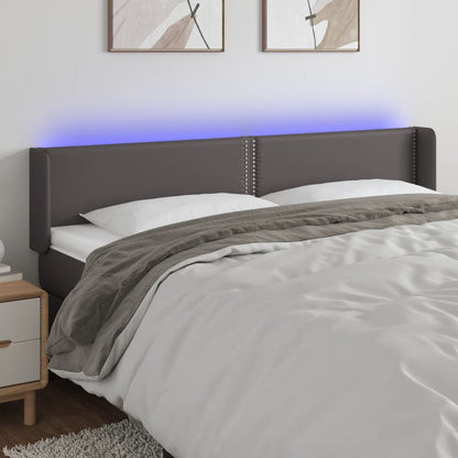 Testiera a LED Grigia 183x16x78/88 cm in Similpelle