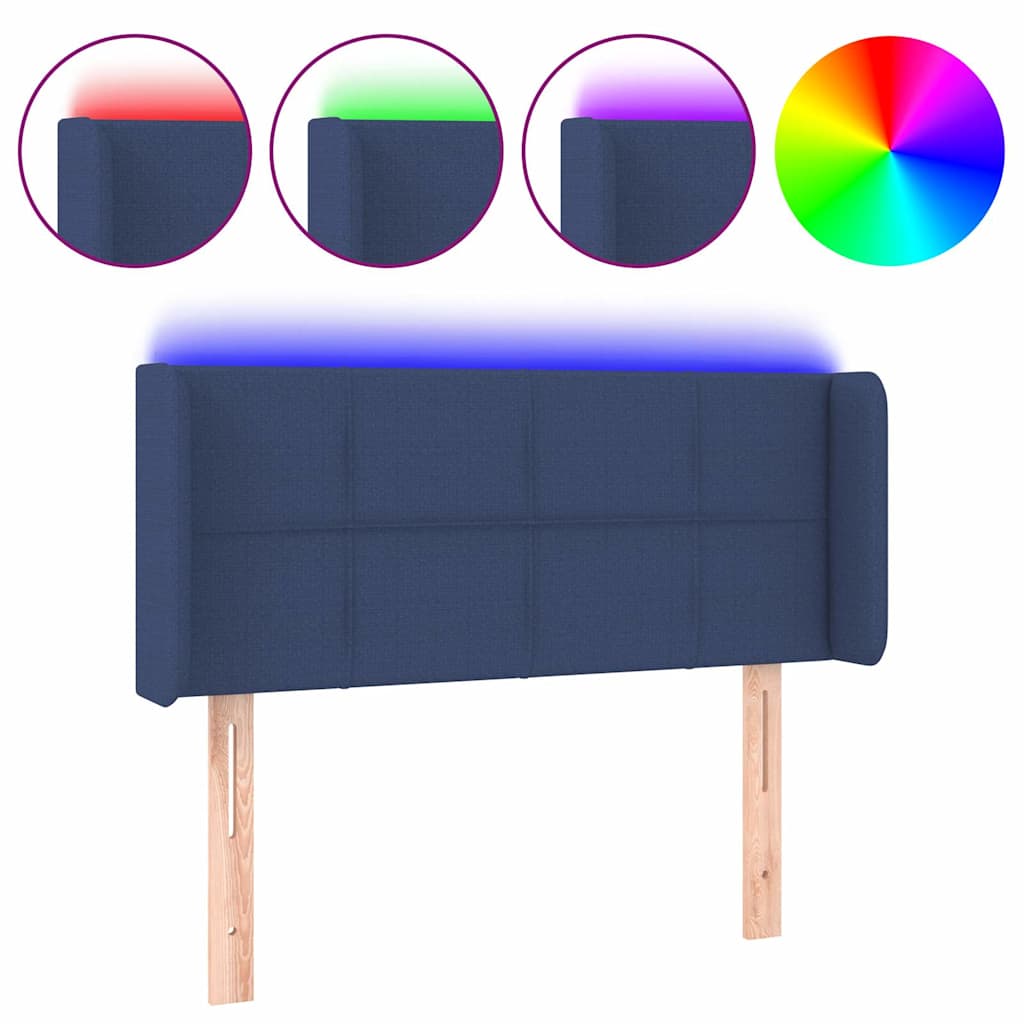 Testiera a LED Blu 83x16x78/88 cm in Tessuto