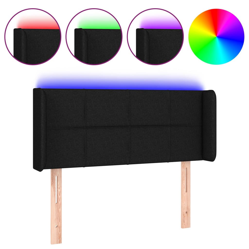 Testiera a LED Nera 93x16x78/88 cm in Tessuto | homemem39