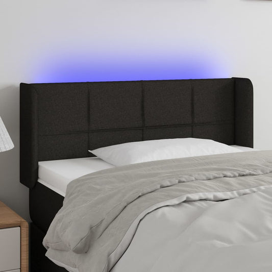 Testiera a LED Nera 93x16x78/88 cm in Tessuto | homemem39
