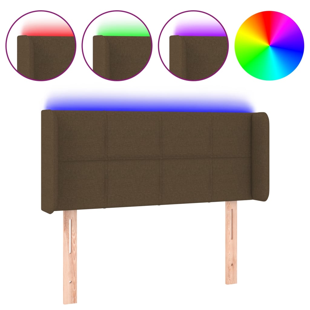 Testiera a LED Marrone Scuro 103x16x78/88 cm in Tessuto | homemem39