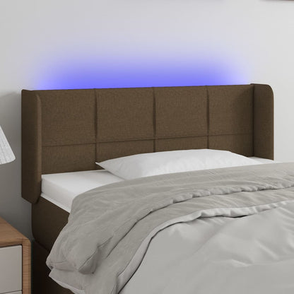 Testiera a LED Marrone Scuro 103x16x78/88 cm in Tessuto | homemem39
