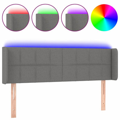 Testiera a LED Grigio Scuro 147x16x78/88 cm in Tessuto