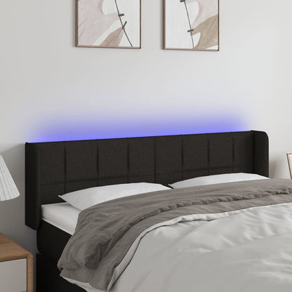 Testiera a LED Nera 147x16x78/88 cm in Tessuto | homemem39