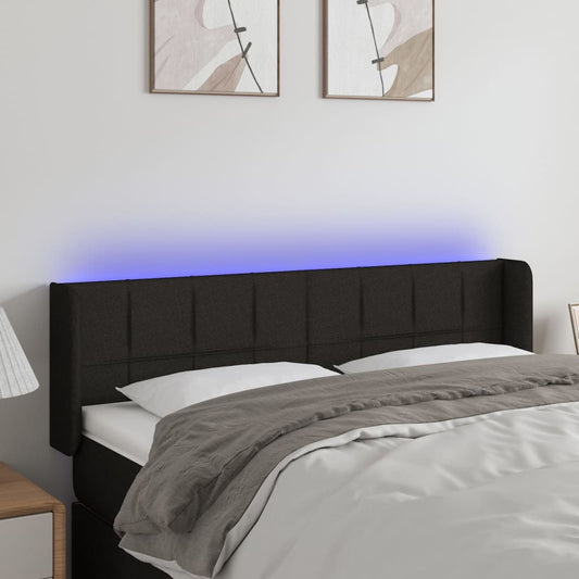 Testiera a LED Nera 147x16x78/88 cm in Tessuto | homemem39