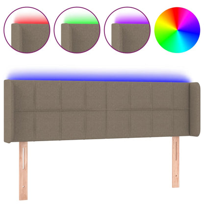 Testiera a LED Tortora 147x16x78/88 cm in Tessuto