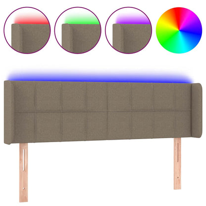 Testiera a LED Tortora 147x16x78/88 cm in Tessuto