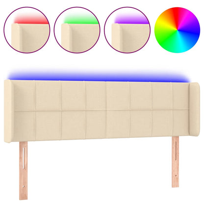 Testiera a LED Crema 147x16x78/88 cm in Tessuto