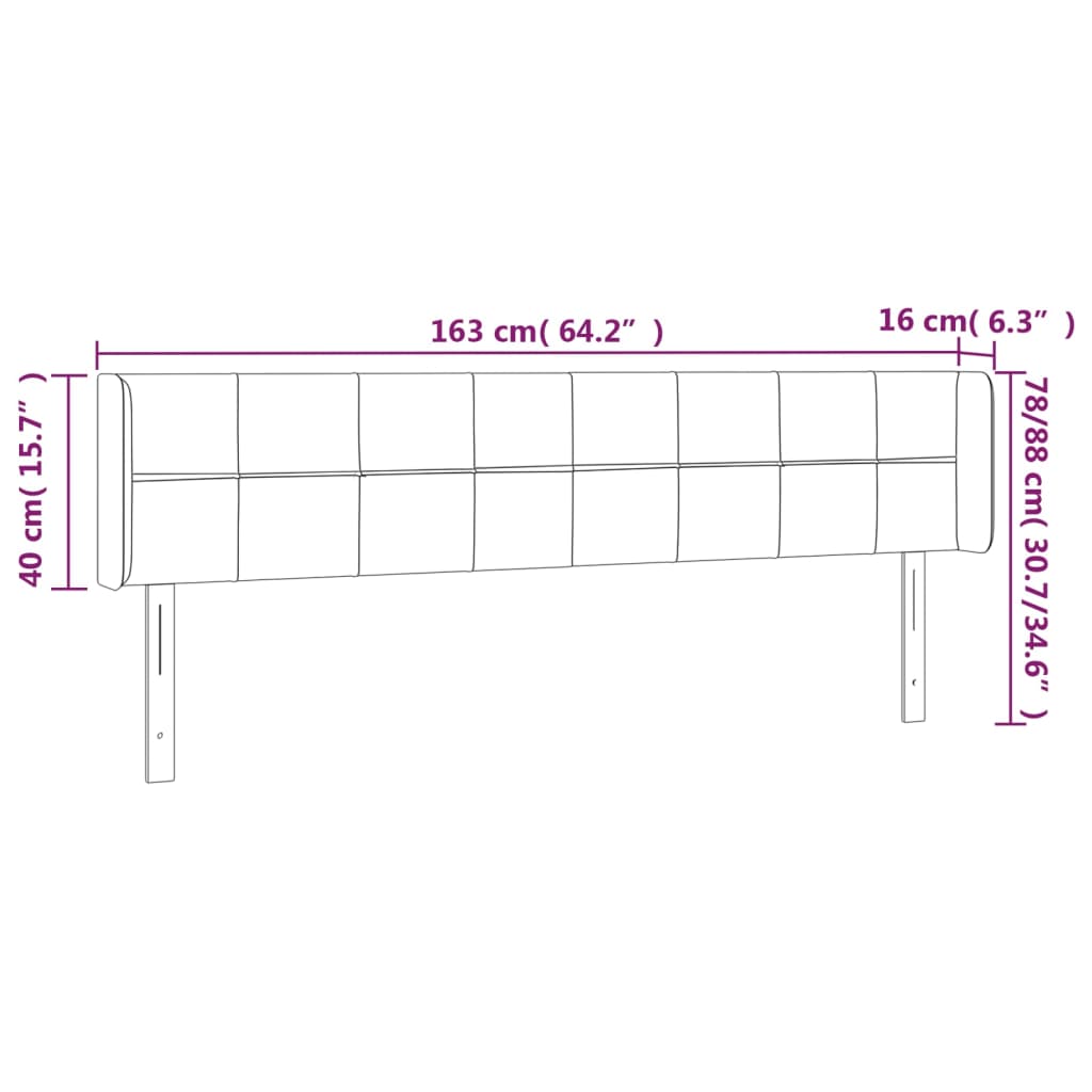 Testiera a LED Nera 163x16x78/88 cm in Tessuto | homemem39