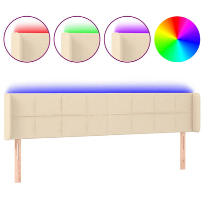 Testiera a LED Crema 163x16x78/88 cm in Tessuto
