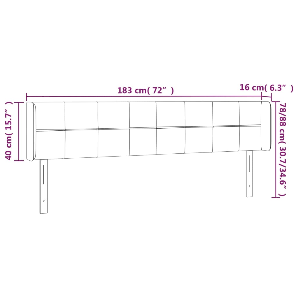 Testiera a LED Marrone Scuro 183x16x78/88 cm in Tessuto | homemem39