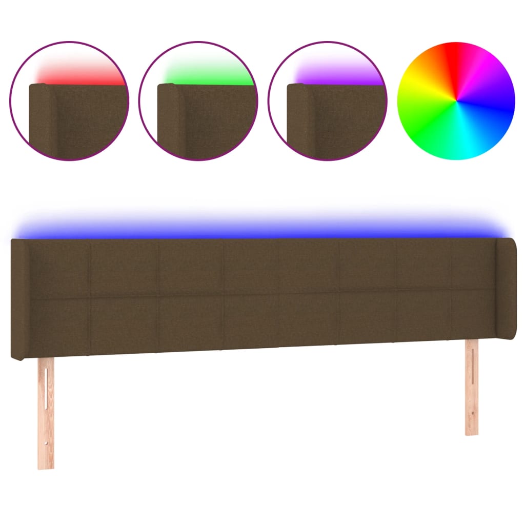 Testiera a LED Marrone Scuro 203x16x78/88 cm in Tessuto | homemem39