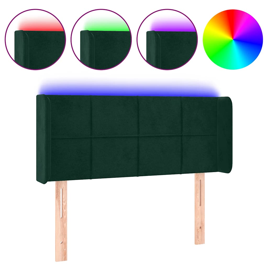 Testiera a LED Verde Scuro 83x16x78/88 cm in Velluto