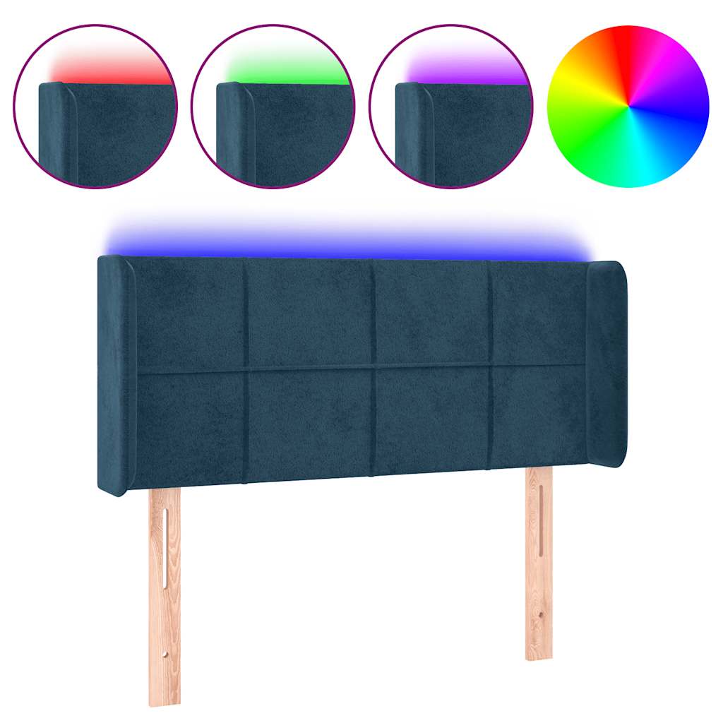 Testiera a LED Blu scuro 93x16x78/88 cm in Velluto | homemem39