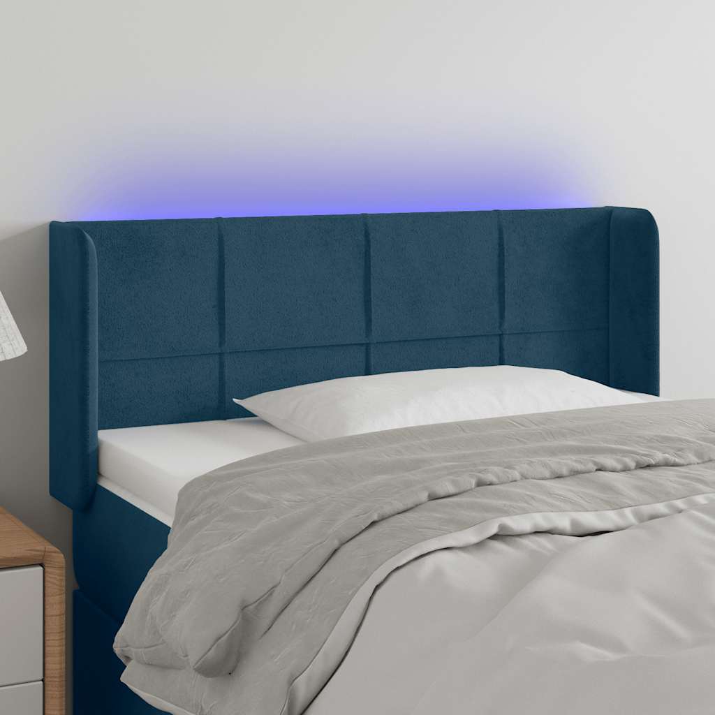 Testiera a LED Blu scuro 93x16x78/88 cm in Velluto | homemem39