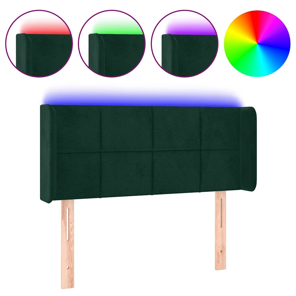 Testiera a LED Verde Scuro 103x16x78/88 cm in Velluto