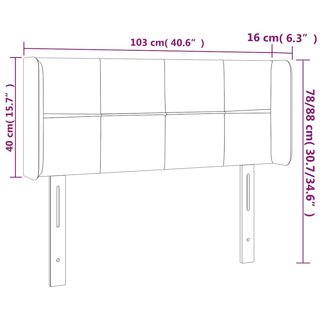 Testiera a LED Blu Scuro 103x16x78/88 cm in Velluto | homemem39