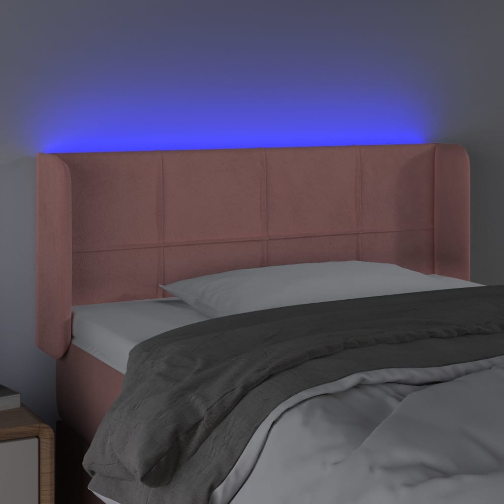 Testiera a LED Rosa 103x16x78/88 cm in Velluto
