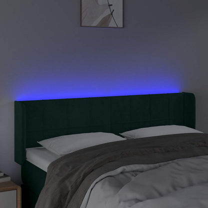 Testiera a LED Verde Scuro 147x16x78/88 cm in Velluto