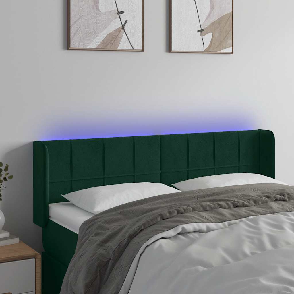 Testiera a LED Verde Scuro 147x16x78/88 cm in Velluto