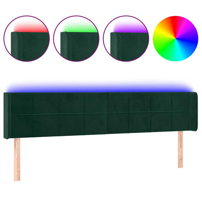 Testiera a LED Verde Scuro 163x16x78/88 cm in Velluto