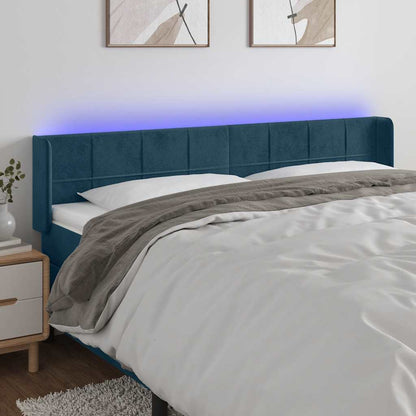 Testiera a LED Blu Scuro 163x16x78/88 cm in Velluto