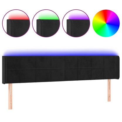 Testiera a LED Nera 183x16x78/88 cm in Velluto | homemem39