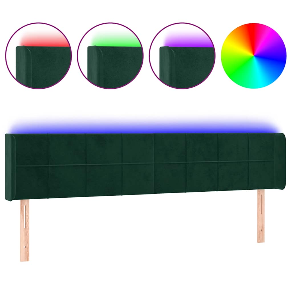 Testiera a LED Verde Scuro 183x16x78/88 cm in Velluto