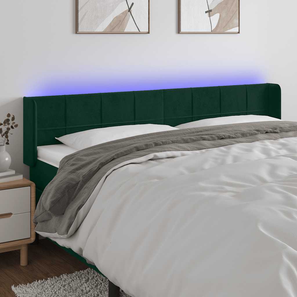Testiera a LED Verde Scuro 183x16x78/88 cm in Velluto