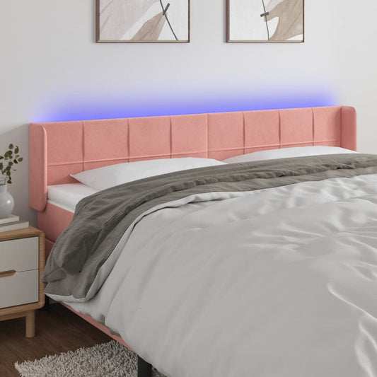 Testiera a LED Rosa 183x16x78/88 cm in Velluto | homemem39