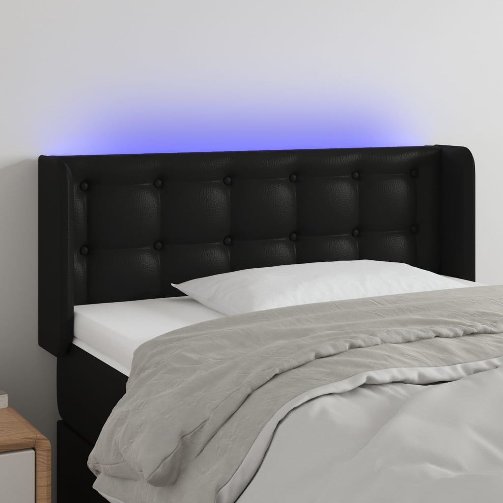 Testiera a LED Nera 83x16x78/88 cm in Similpelle - homemem39