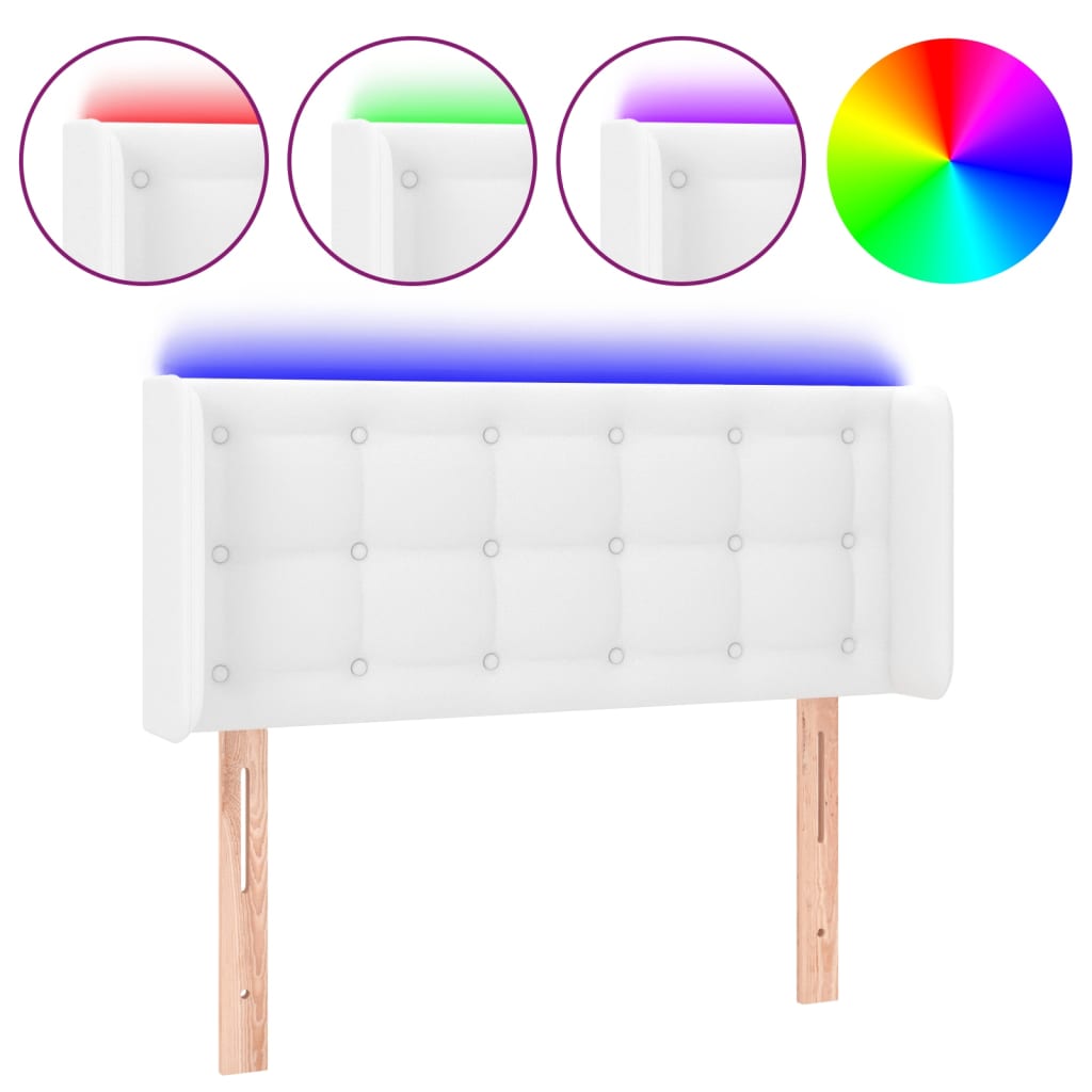 Testiera a LED Bianca 83x16x78/88 cm in Similpelle