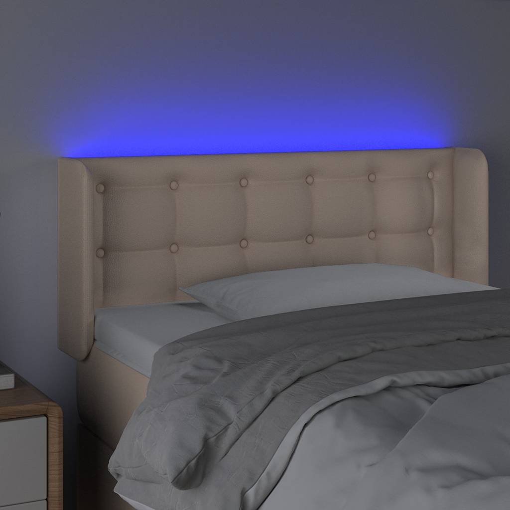 Testiera Cappuccino a LED 83x16x78/88 cm in Similpelle
