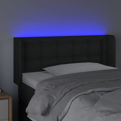 Testiera a LED Nera 93x16x78/88 cm in Similpelle