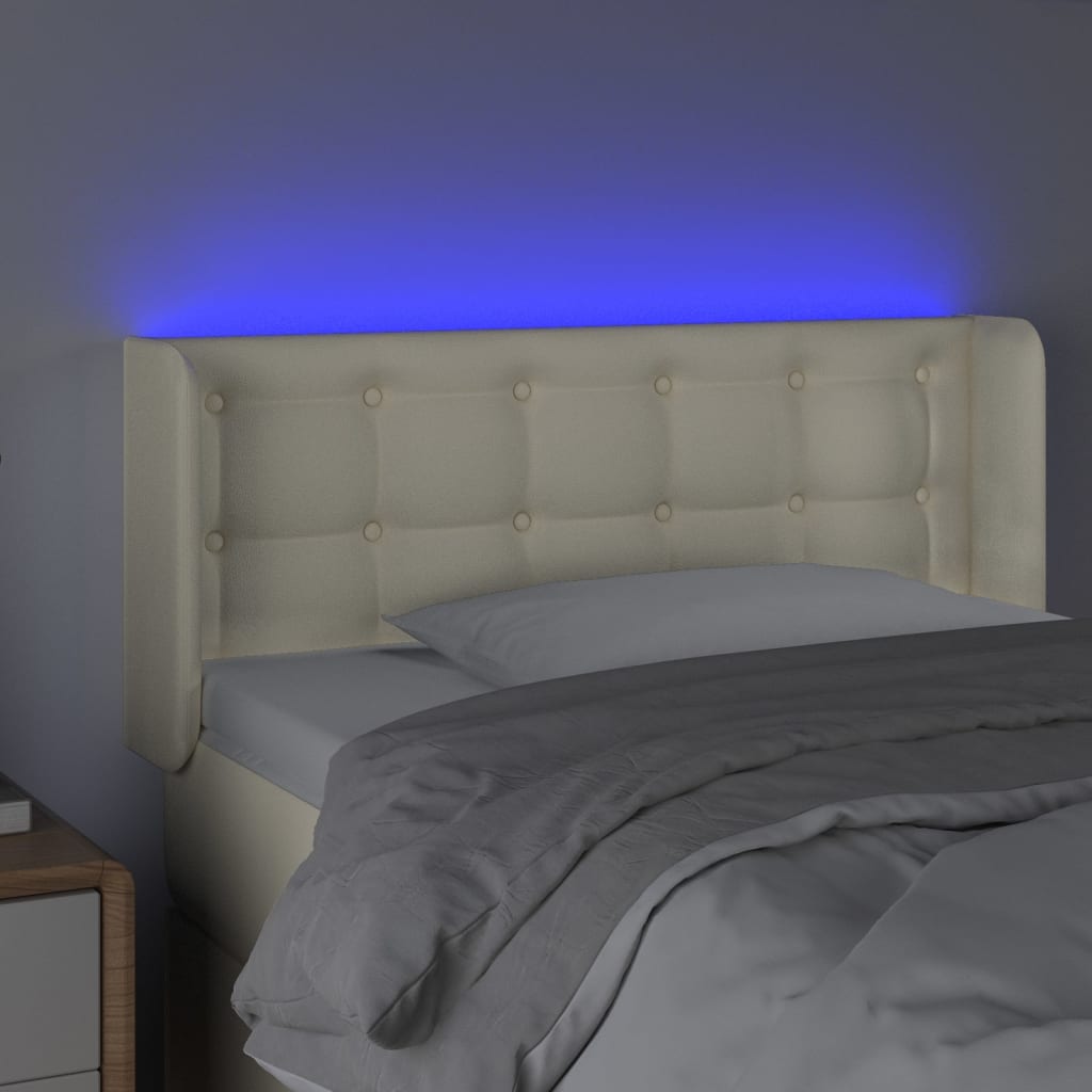 Testiera a LED Crema 93x16x78/88 cm in Similpelle