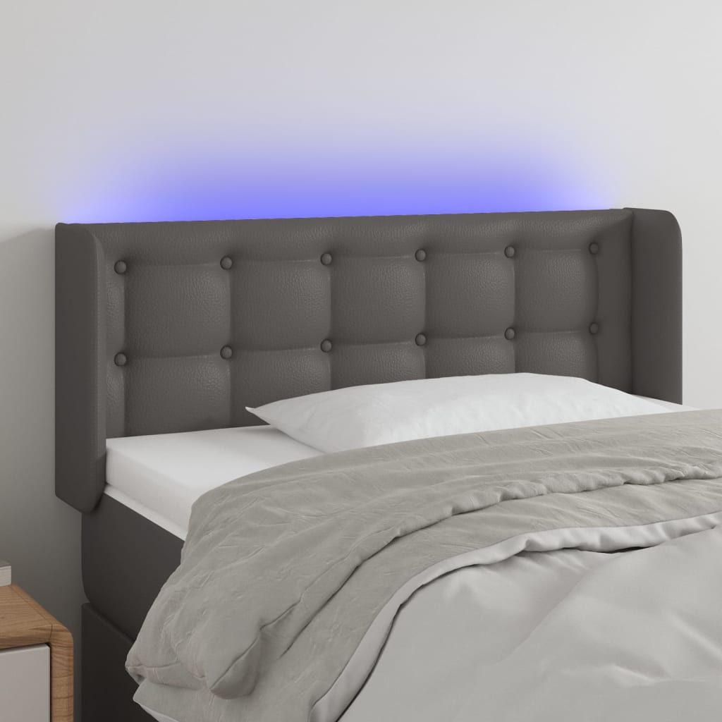 Testiera a LED Grigio 93x16x78/88 cm in Similpelle | homemem39