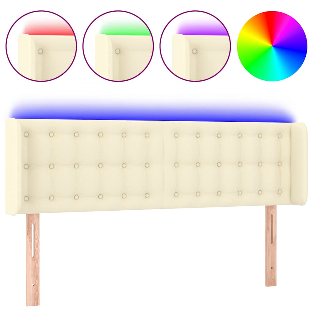 Testiera a LED Crema 147x16x78/88 cm in Similpelle