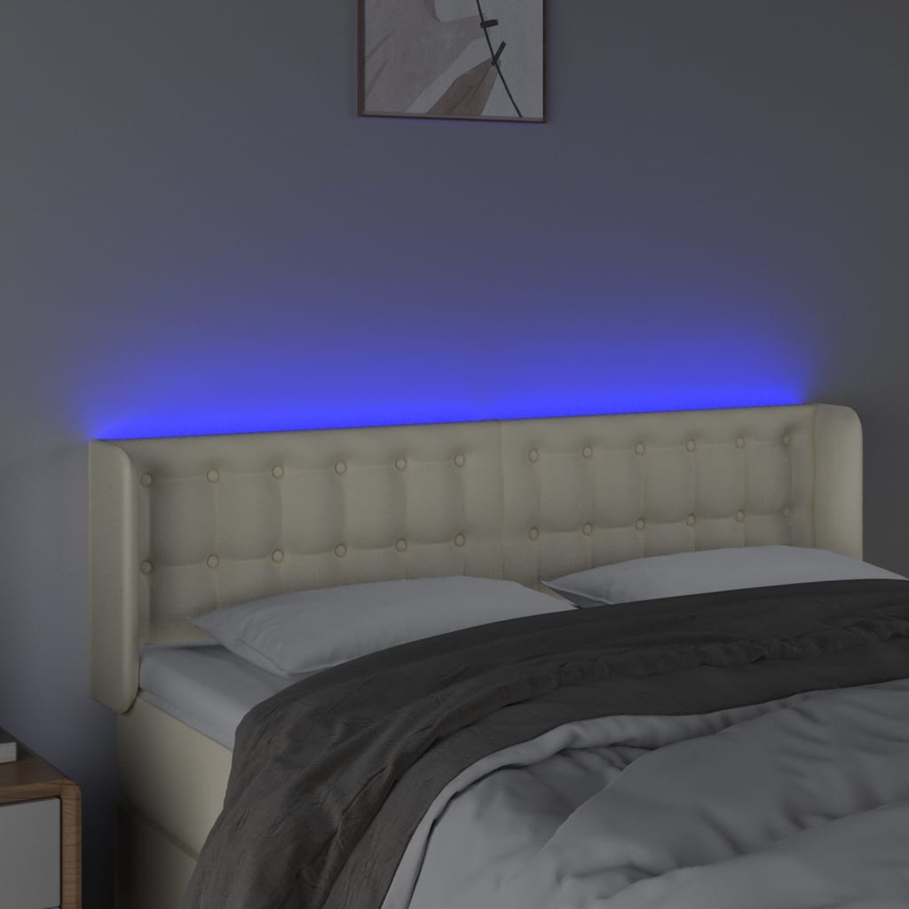 Testiera a LED Crema 147x16x78/88 cm in Similpelle