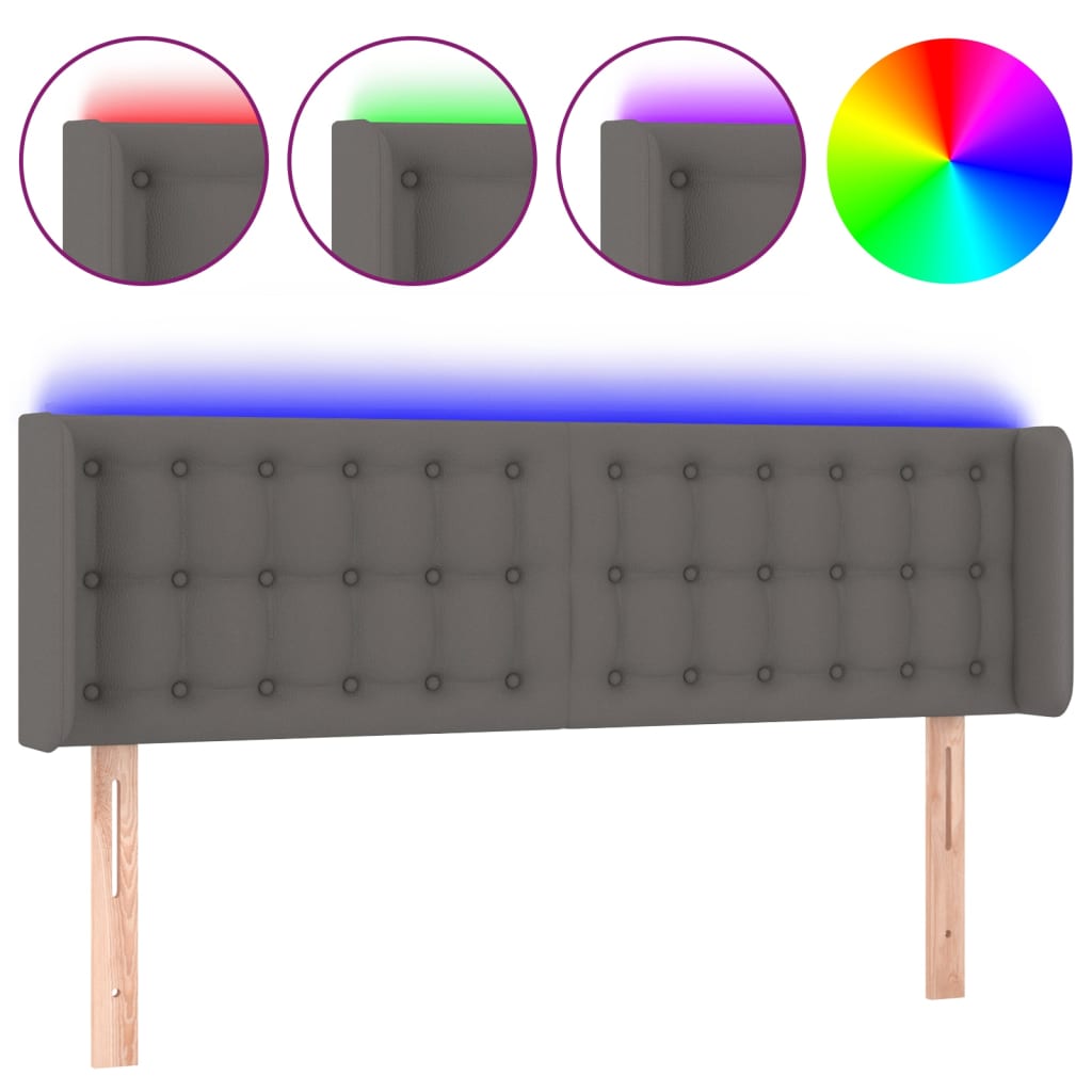Testiera a LED Grigio 147x16x78/88 cm in Similpelle | homemem39